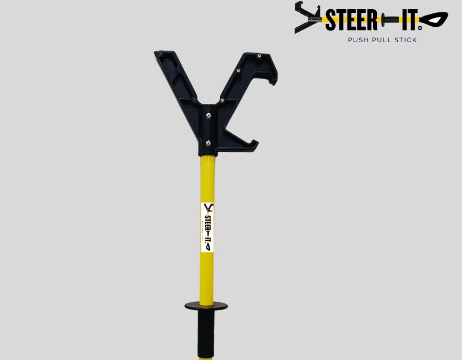 Steer-it push pull safety stick with fiberglass shaft and wide head